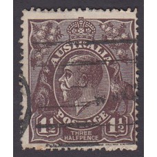 Australian    King George V   1½d Penny Half Pence Black Brown   Single Crown WMK Plate Variety 4R51